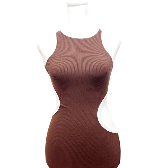 Womens Dresses Summer Mid Sleeveless Open Back Hollow Pullover Brown Size S - Picture 4 of 12
